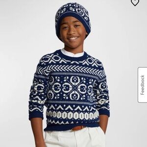 Polo by Ralph Lauren Blue and White Crewneck Sweater